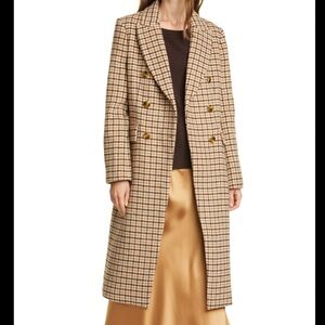 Classic Checkered Double-Breasted Coat